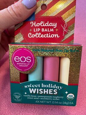 EOS Holiday Vanilla Bean, Pomegranate Raspberry, Strawberry Sorbet & Sweet Mint
